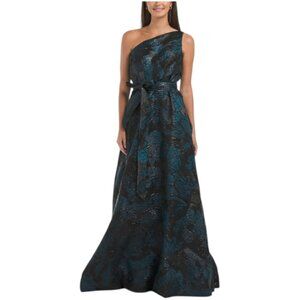 RENE BY RENE RUIZ One Shoulder Brocade Gown With Belt